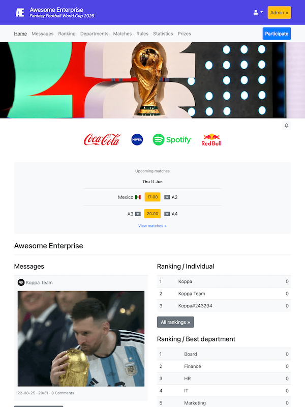 Voorbeeld van een pronostiekplatform in eigen huisstijl