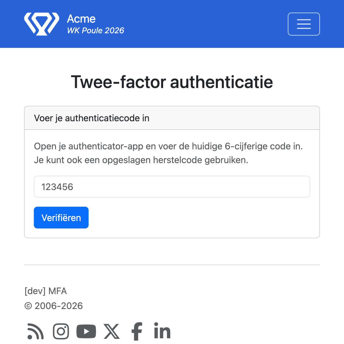 Multi-Factor Authenticatie voor uw WK pronostiek - WK 2026